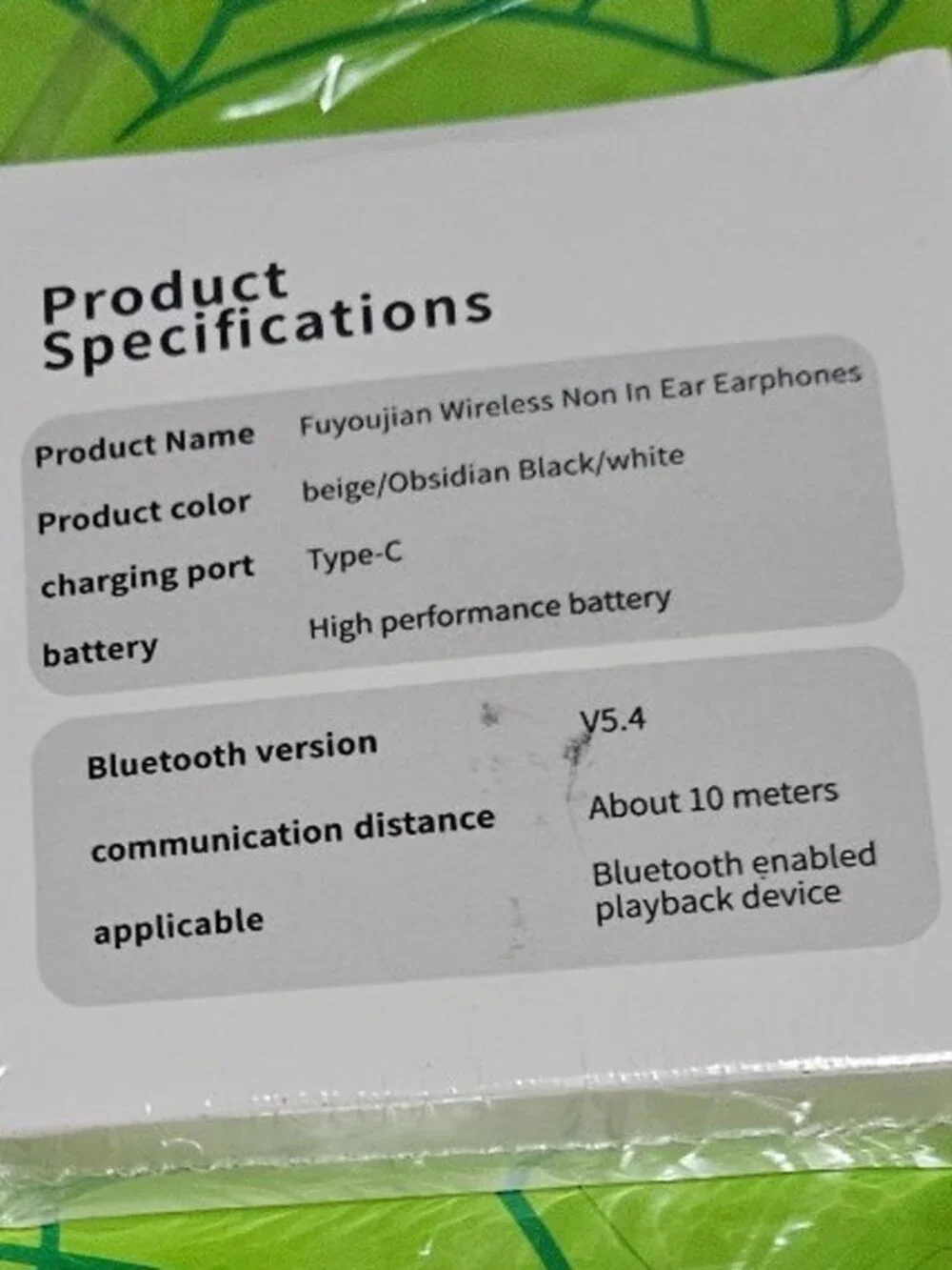 Fuyoujian Wireless Non-In-Ear Earphones Sealed New Earbuds Ear Buds